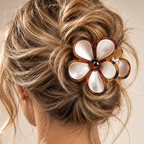Black & Tan Floral Claw Hair Clip
