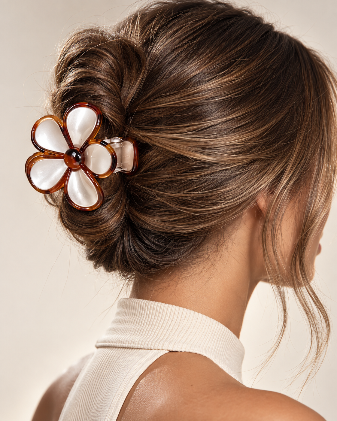 Black & Tan Floral Claw Hair Clip