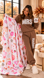 Cozy Wife Bundle | Personalized Mrs. Sweatsuit, Coffee Mug & Fall Blanket