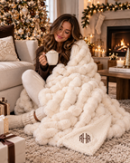 Monogram Ultra-Plush Bubble + Sherpa Luxury Blanket