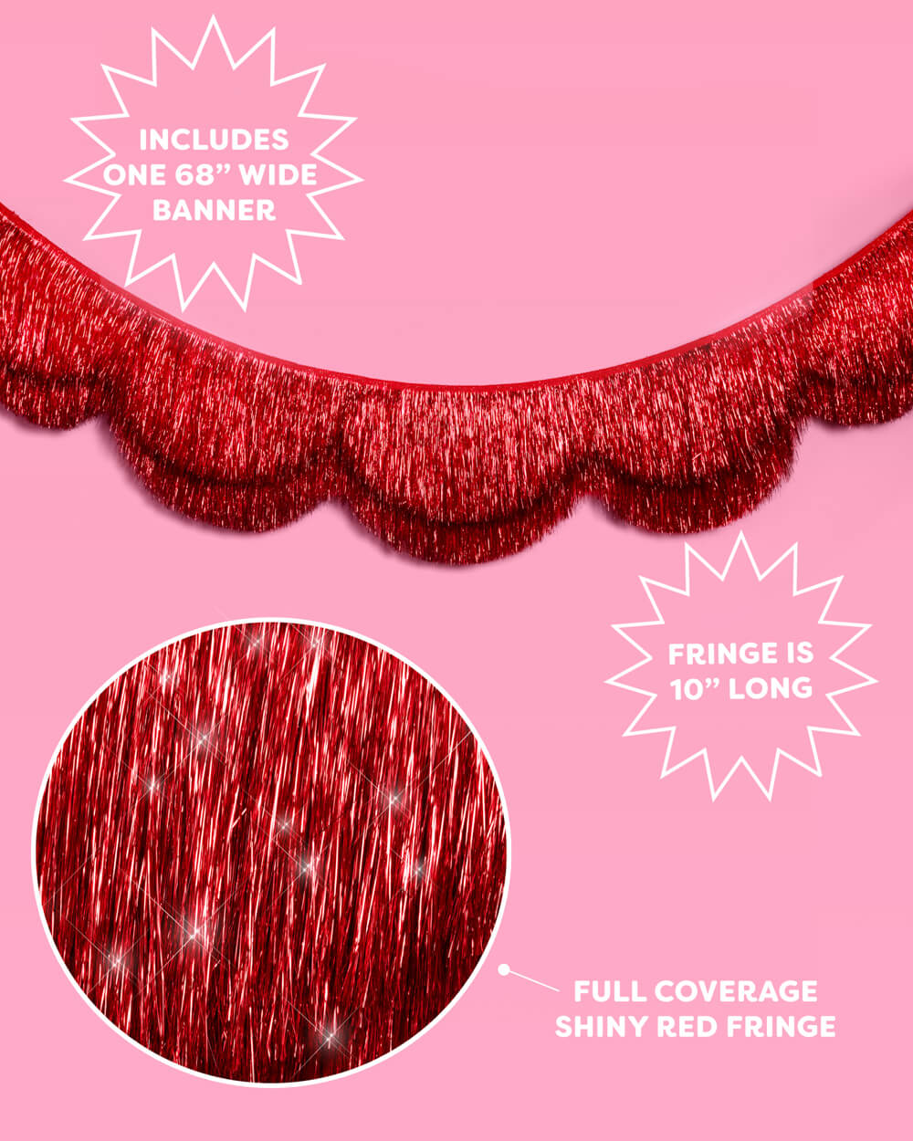 Red Fringe Banner - scalloped banner