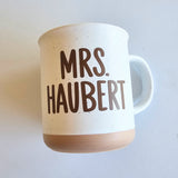 Personalized bride and wife ceramic speckled mug – cozy fall coffee cup gift perfect for brides, wives, and newlyweds.