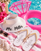 Bach Bundle – Bachelorette Party Pool Float, Personalized Bride Sun Hat & Bridal Flip Flops