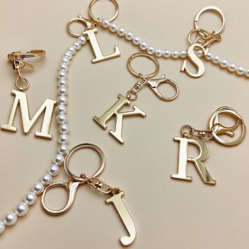18K Gold-Plated Initial Keychain