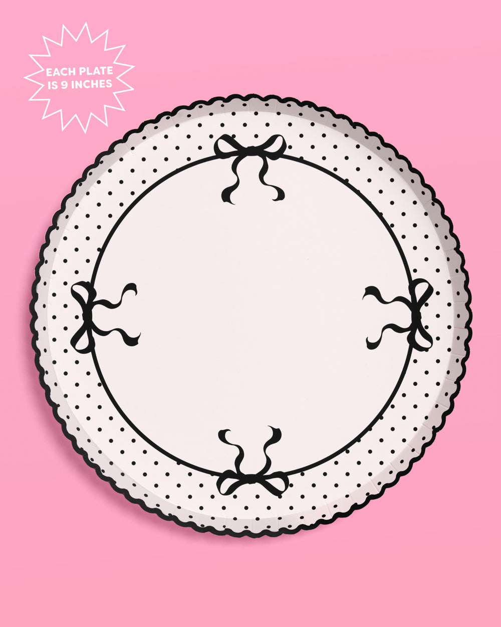 Little Black Bow Plates - 25 paper plates