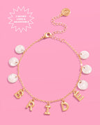 Bride Anklet - gold + mother of pearl discs