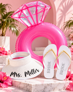 Bach Bundle – Bachelorette Party Pool Float, Personalized Bride Sun Hat & Bridal Flip Flops