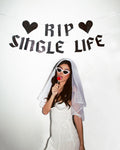 RIP Single Life Banner - black glitter banner