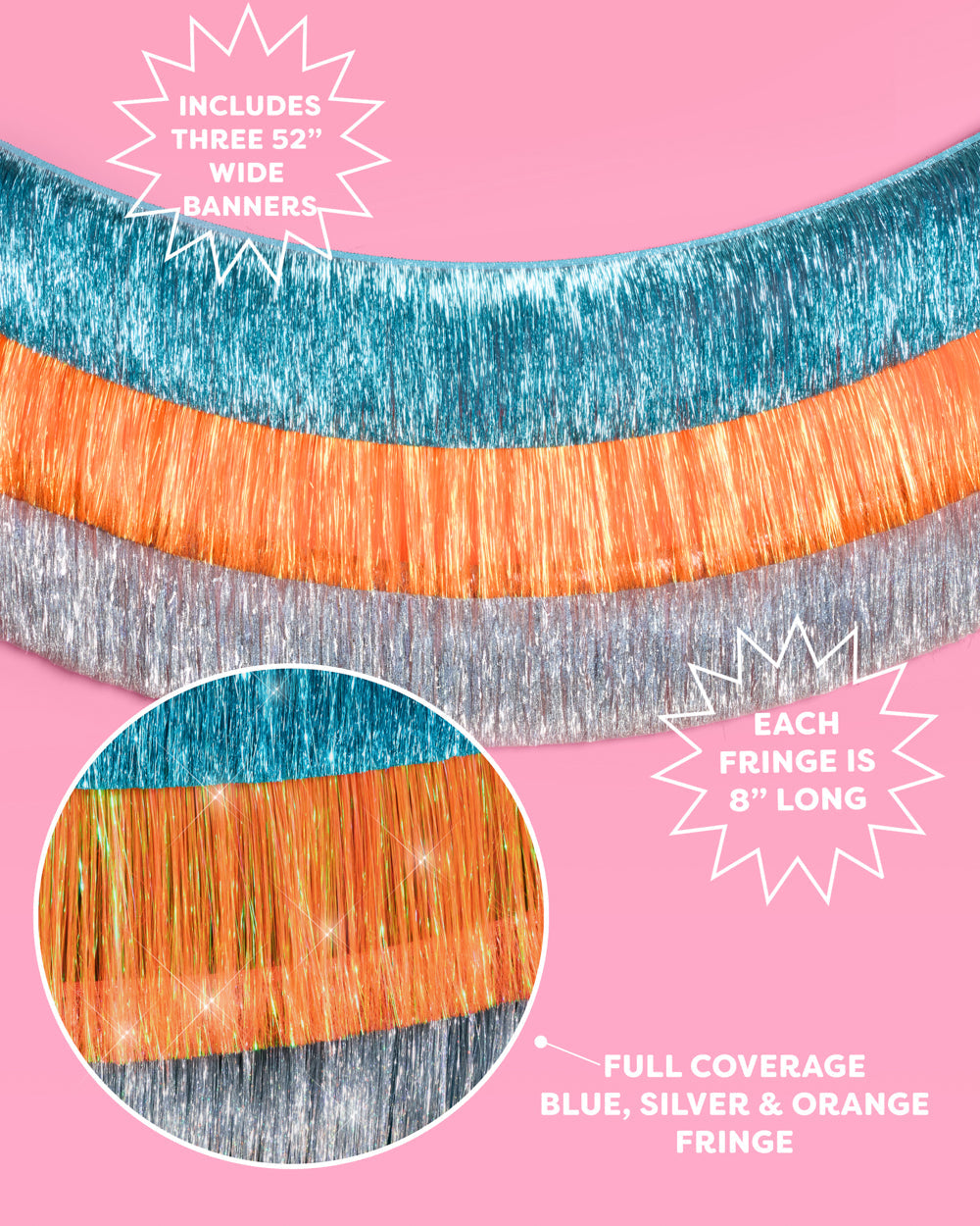 Showgirl Fringe Pack - teal + orange fringe banners