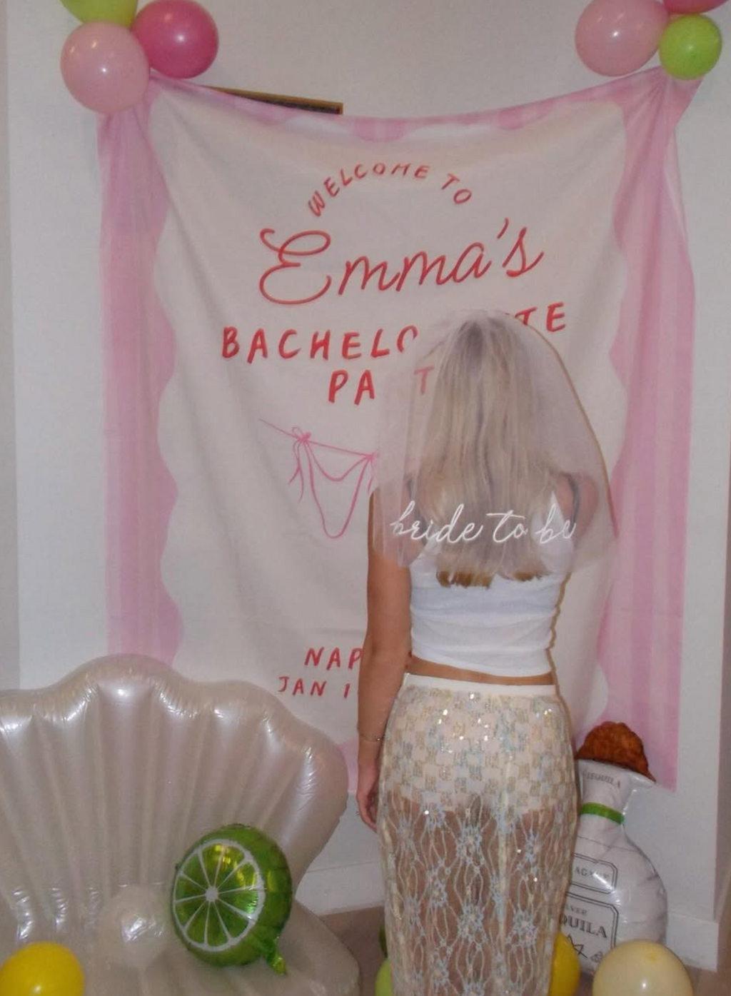 Bride To Be Veil - white embroidered veil