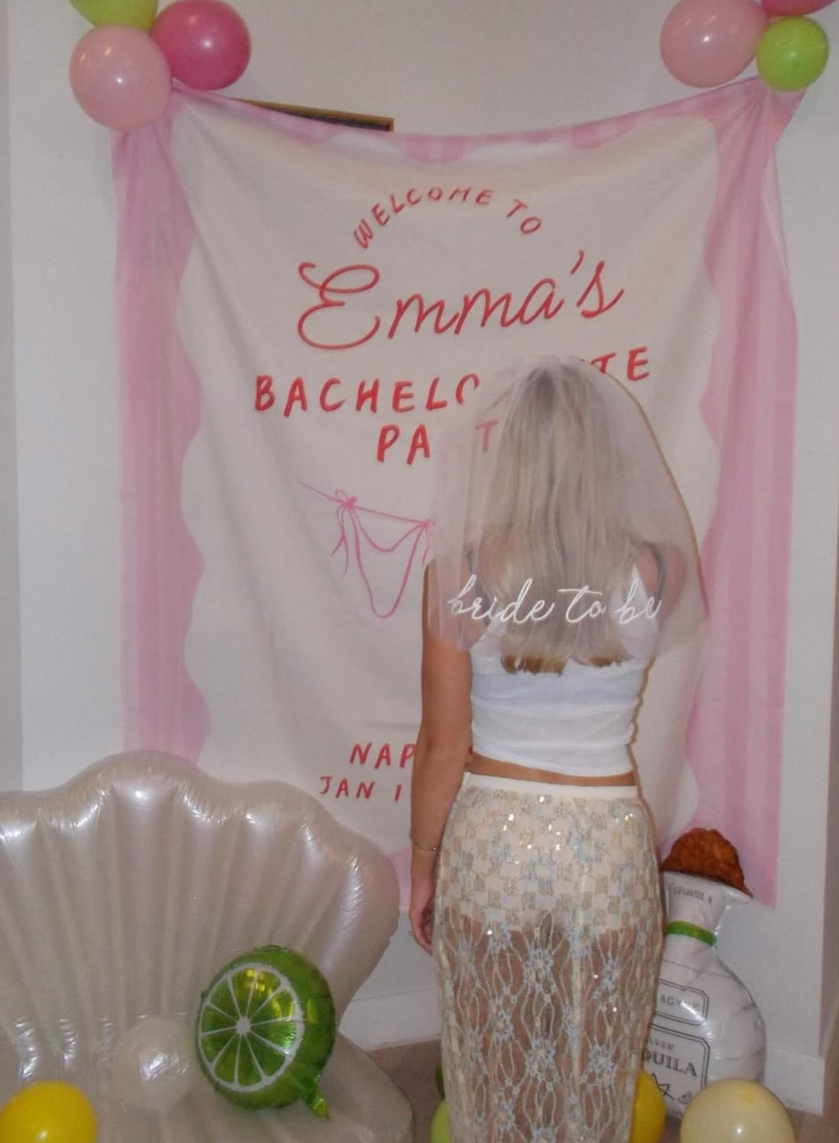 Bride To Be Veil - white embroidered veil