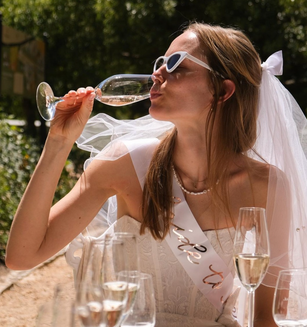 C'est La Vie Sash - white + rose gold sash