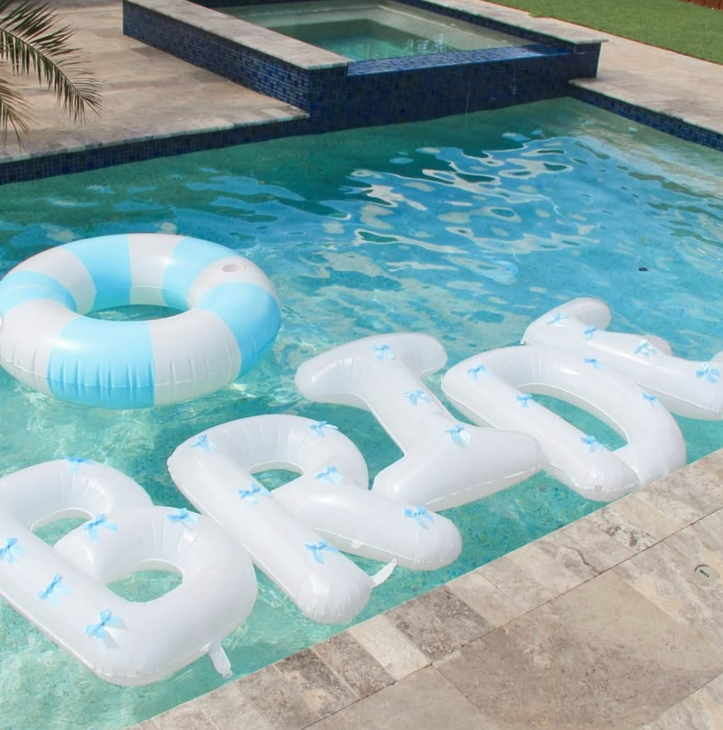 XL Bride + Bows Balloons - 40" white balloons + blue bows