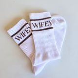 Cozy embroidered socks in bride and wife styles – soft, snuggly fall socks perfect for brides, wives, and newlyweds to stay warm and stylish.