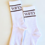 Cozy embroidered socks in bride and wife styles – soft, snuggly fall socks perfect for brides, wives, and newlyweds to stay warm and stylish.