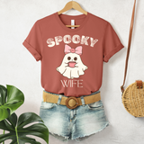 Spooky Bride Tee, Spooky Wife Shirt, Ghost Design T-Shirt, Rust Colored Bridal Tee, Halloween Bride Shirt, Retro Bride Accessories, Cute Ghost Graphic Tee, Spooky Bride Outfit, Bridal Halloween Apparel, Fun Bride T-Shirt