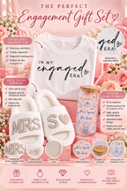 Engaged Era Gift Bundle | Bride-to-Be T-Shirt, MRS Slippers & Glass Cup | Engagement & Bridal Shower Gift Set