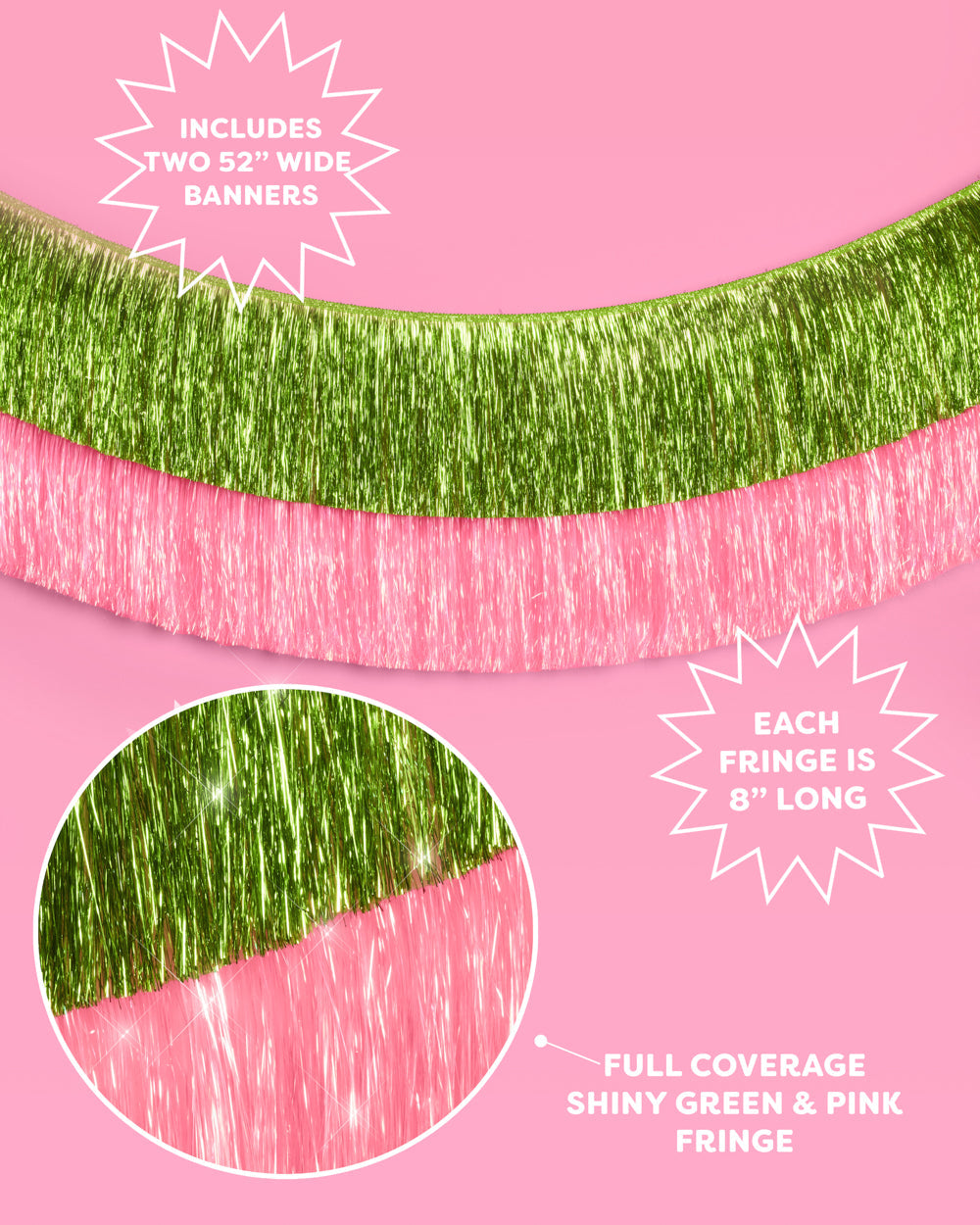 Emerald City Pack - pink + green fringe banners