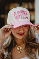 Katydid - Marriage Material Two-Toned Trucker Hats For Women: Pink and Tan