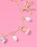 xo, Fetti - Bride Charm Bracelet - gold, rhinestones + pearls, bachelorette accessory
