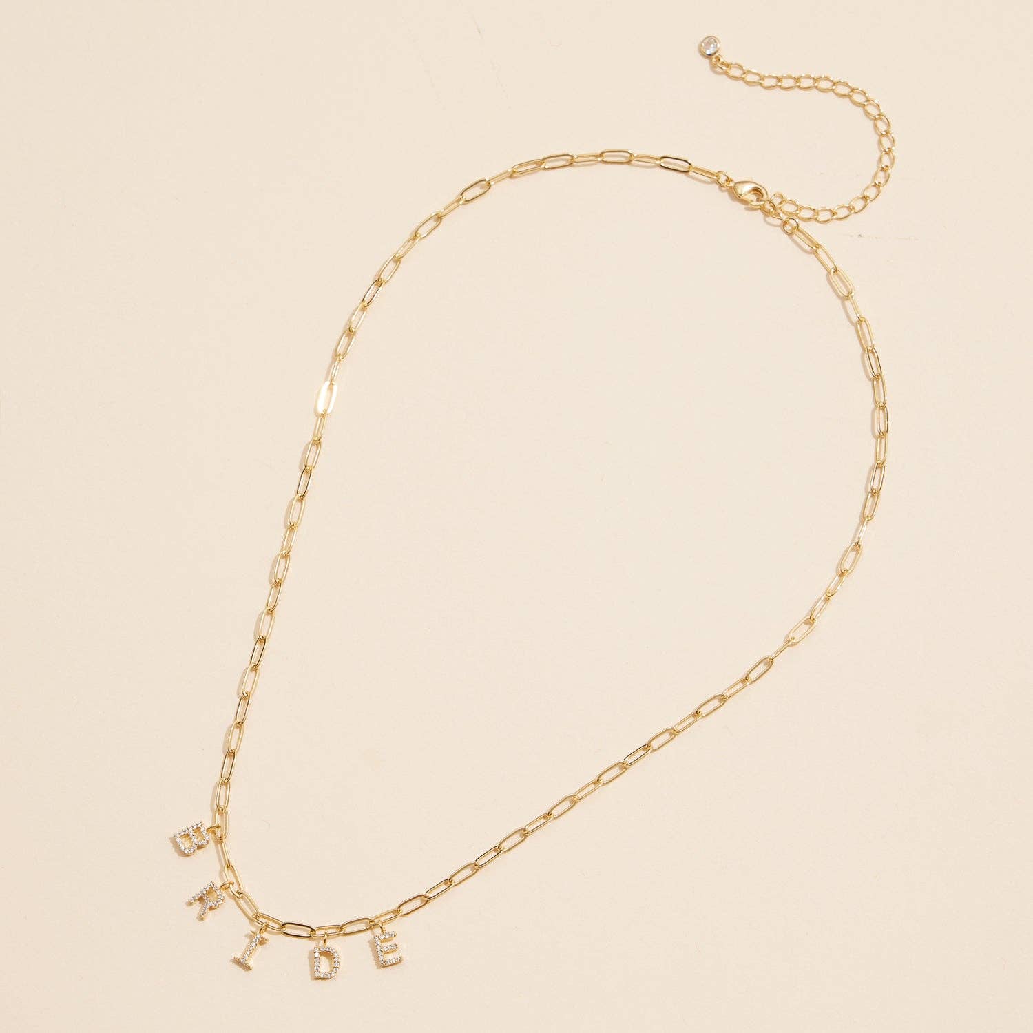 Lilla Haven - Sparkling "Bride"  Cubic Zirconia 18K Gold Charm Necklace: Gold