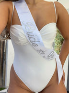 That Bride Sash - white silk + rhinestones