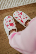 Katydid - Wedding Doodles Wholesale House Slippers: White
