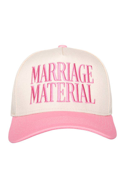 Katydid - Marriage Material Two-Toned Trucker Hats For Women: Pink and Tan