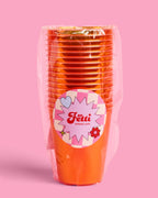 Orange Iridescent Cups - 16 plastic cups