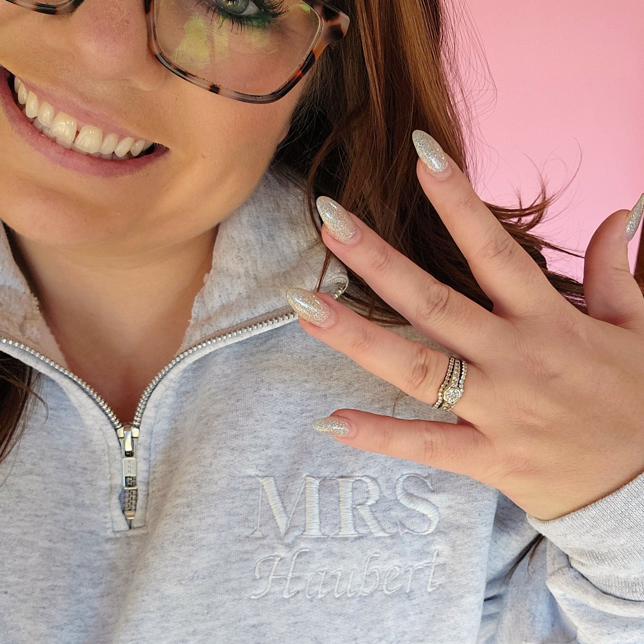 Mrs. Embroidered Quarter Zip Pullover