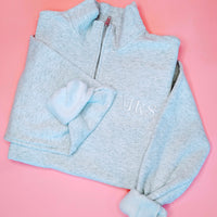 Mrs. Embroidered Quarter Zip Pullover