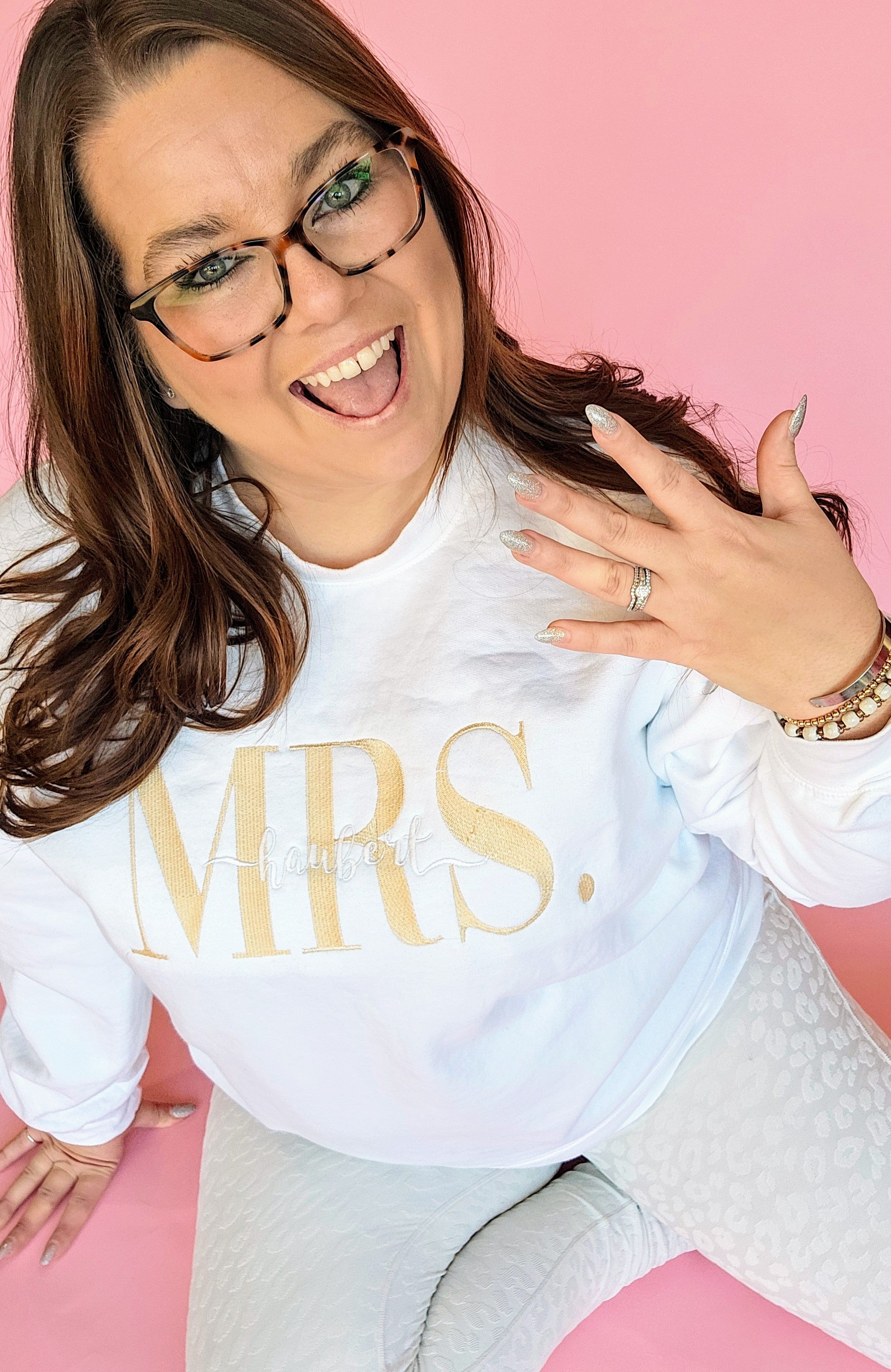 Mrs. Personalized Embroidered Pullover Crew Neck