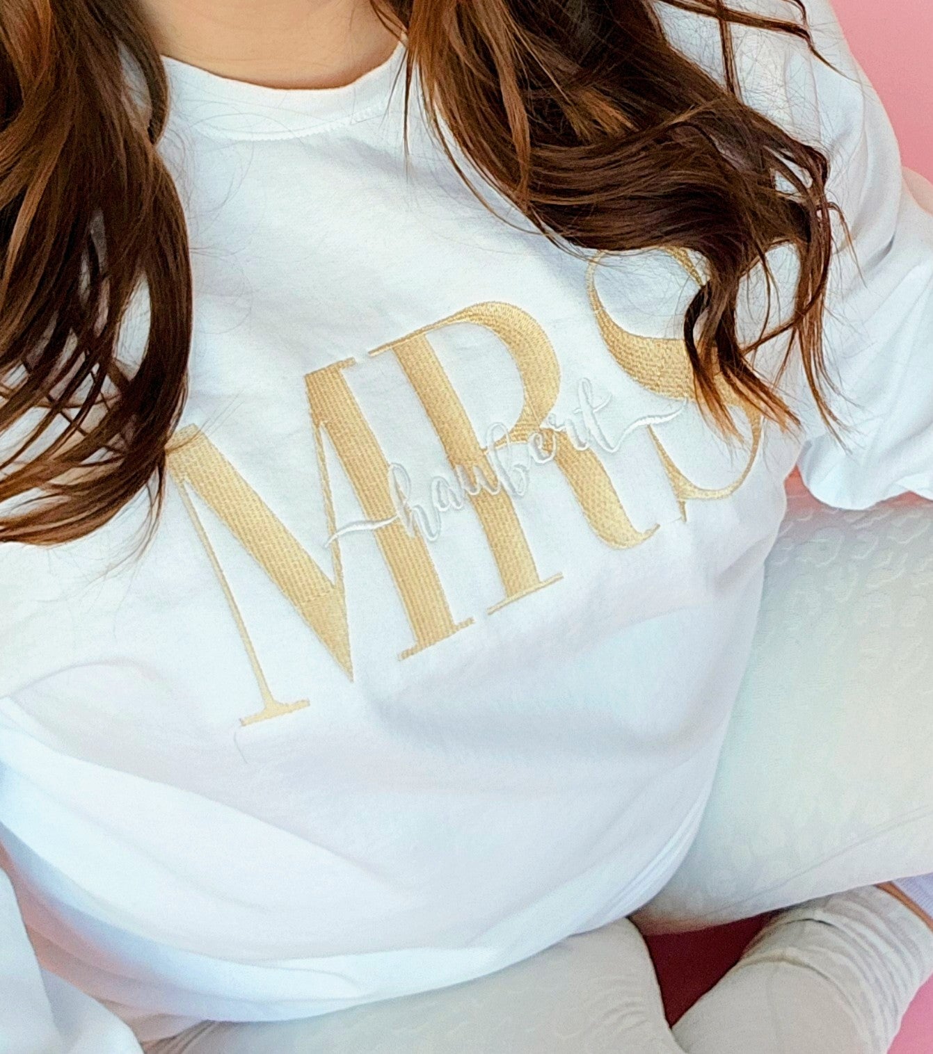 Mrs. Personalized Embroidered Pullover Crew Neck