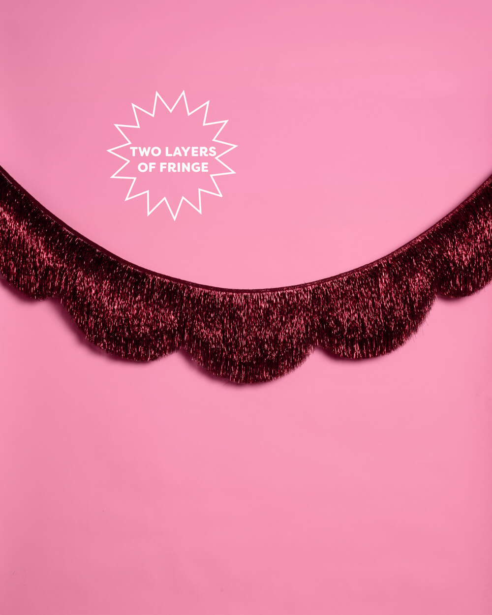 Burgundy Scallop Fringe Banner - 6 ft red fringe garland
