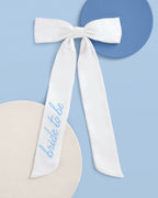 Something Blue Bow - white satin embroidered bow