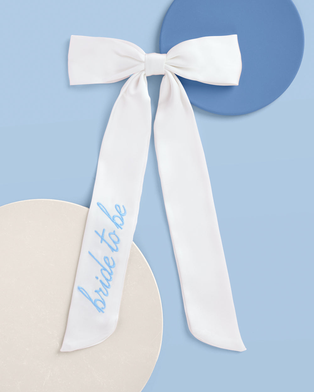 Something Blue Bow - white satin embroidered bow