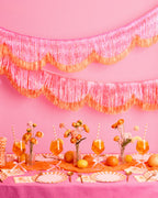 Pink Orange Scallop Fringe - iridescent foil banner