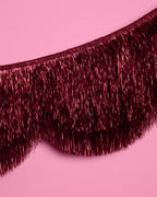 Burgundy Scallop Fringe Banner - 6 ft red fringe garland