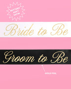 Bride and Groom Sash Duo - black + white satin sashes