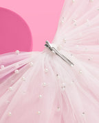 Pearl Bikini Bow - white tulle bow with pearls