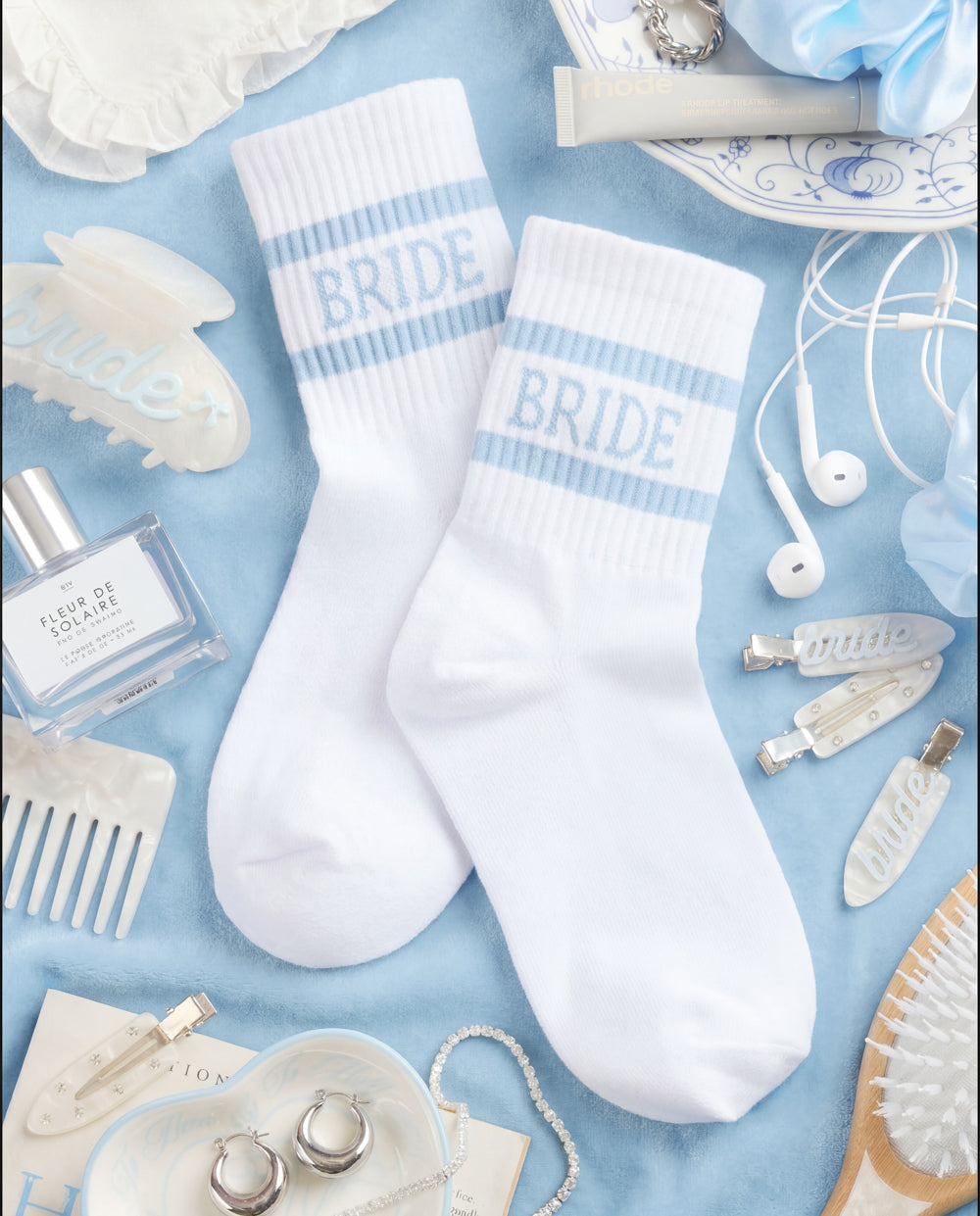 Something Blue Socks - white tube socks