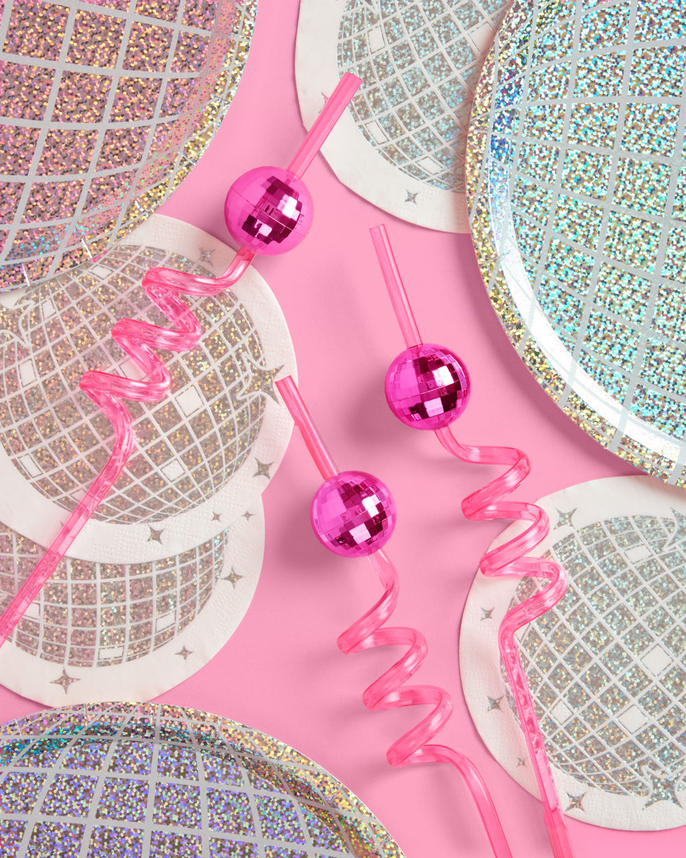 Pink Disco Straws - 12 reusable straws