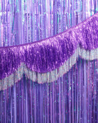 Purple + Silver Scallop Fringe - 6 ft fringe banner