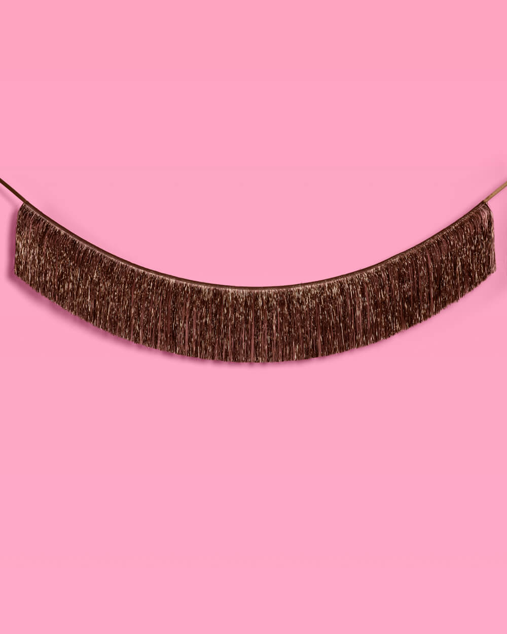 Espresso Fringe Banner - brown metallic fringe