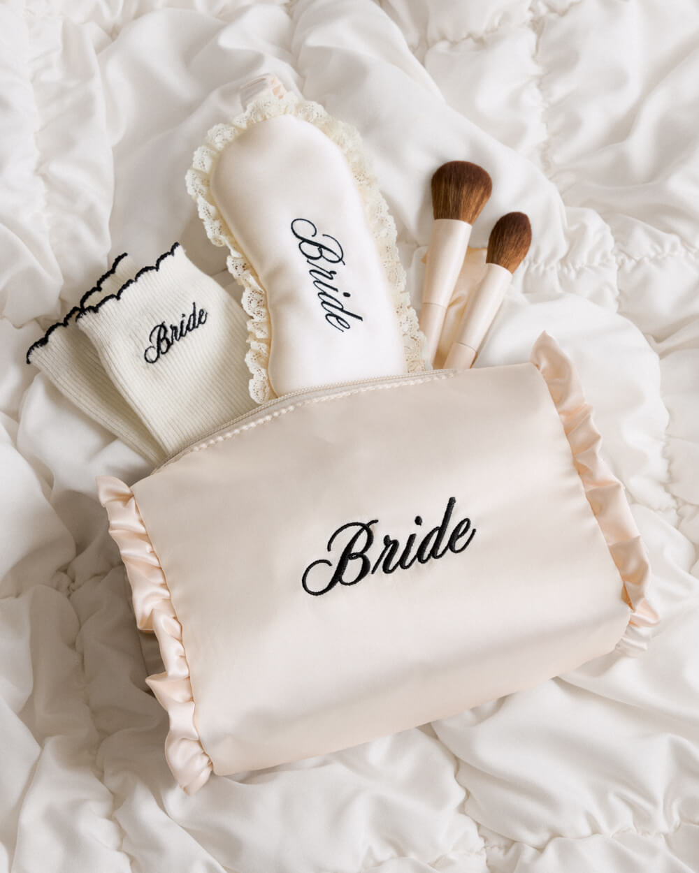 Bride Cosmetic Bag - cream embroidered bag