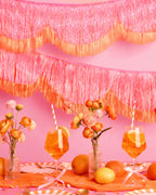 Pink Orange Scallop Fringe - iridescent foil banner