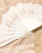 Pearl To Be Fan - white wooden fan with pearls