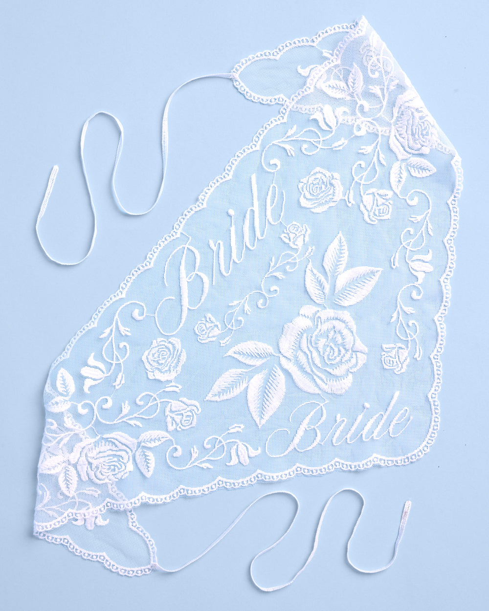 Bride Lace Headscarf - white embroidered bandana
