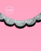 Black + Silver Scallop Fringe - 2 layer fringe banner