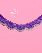 Purple + Silver Scallop Fringe - 6 ft fringe banner